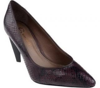 As Is B. Makowsky Snake Embossed Pumps on Stacked Heel   A230214
