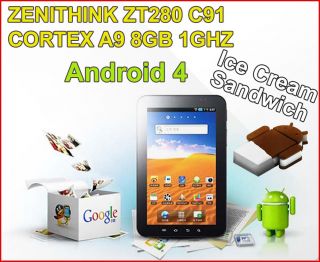 10 Zenithink ZT280 C91 Tablet PC Cortex A9 Capacitive WiFi 8GB 1GHz