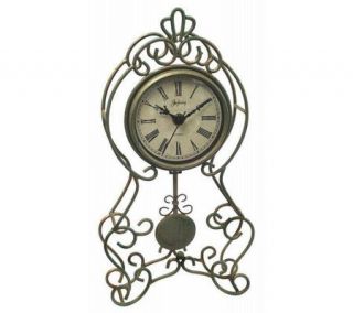 Green and Goldtone Pendulum Table Clock by Infinity   H141950