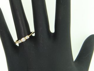 Ladies 14k Yellow Gold 3 Stone Diamond Engagement Ring Round Wedding