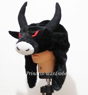 Halloween Black Buffalo Bull Cow Ox Cattle Costume Hat