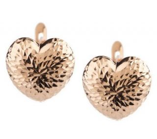 Diamond Cut Puff Heart Earrings 14K Gold —