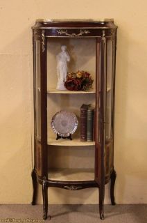 french curved glass curio cabinet or vitrine is mahogany with