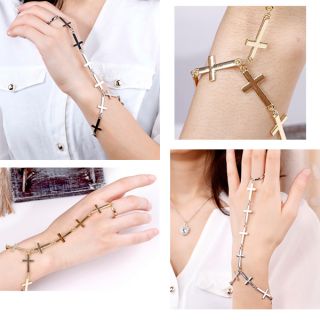  Ring to Wrist Bracelet Cross Connector Hand Chain Jewelry
