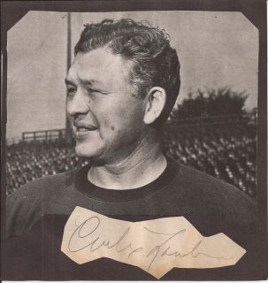 CURLY LAMBEAU Autograph Football Hall of Fame Green Bay Packers Died
