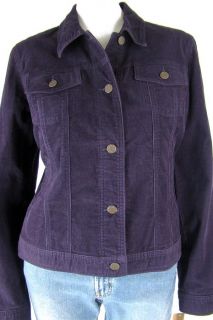 NEW RALPH LAUREN Sz M Cotton Cord Jean Jacket Purple Egplant Logo