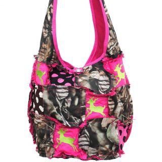 Hot Pink and Deer Camo Patchwork Crossbody Hipster Bag Purse Matching