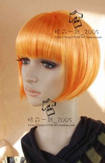 Short Bob Synthetic Hair Wig Light Orange Pink Blue GLD