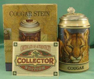 Budweiser Endangered Species Cougar Stein with Box COA CS253 Anheuser