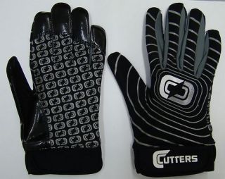 Close Out Cutters Rookie Receiver Football Gloves Youth Med Black