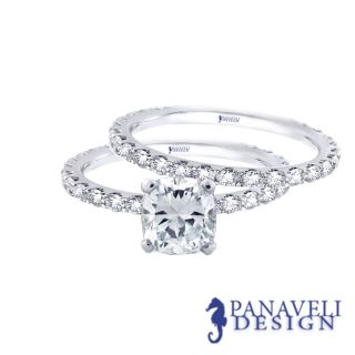20 Ct Cushion Cut Diamond Engagement Ring Wedding Band 18K White