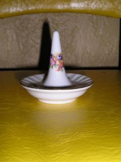  GDR Crown German Porcelain Flower Sprigged Ring Keeper Holder