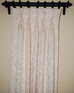  Lined Pinch Pleat Custom Made Cream Ivory Damask Drapes 1 Pair