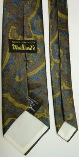 Countess Mara Logo Art Nouveau Paisley Brown Gold Satin Silk Neck Tie