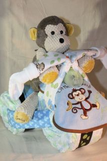 Custom DIAPER TRIKE MONKEY gift baby shower diaper cake SCENTSY