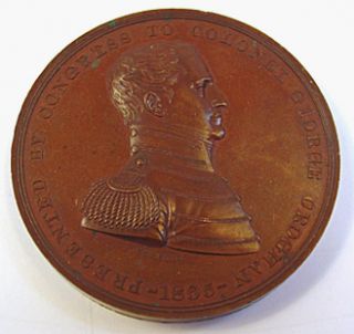 Old 1813 Colonel George CROGHAN Sandusky Bronzed Copper Medal