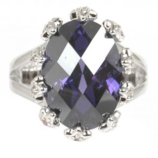  Sale Checkerboard Cut Amethyst CZ Cocktail Ring Size 10 Only