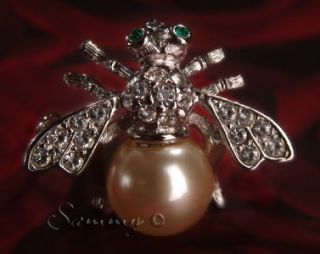 Joan Rivers Ilver Crystal Pearl Bee Pin