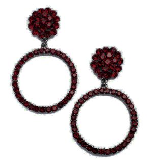 Earrings Deep Red Crystal Hoops
