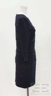 Cynthia Steffe Navy Blue Black Seamed 3 4 Sleeve Sheath Dress Size 6