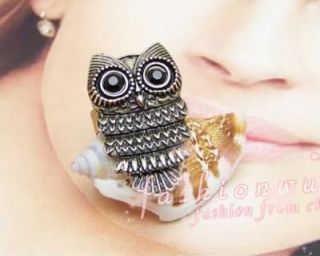  3pcs Ancient Bronze Plated Cute Owl Rings 1