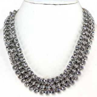 Gorgeous Clear Crystal Curb Chain Statement Necklace Necklace