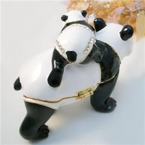 Panda Family Bejeweled Trinket Box w Swarovski Crystal