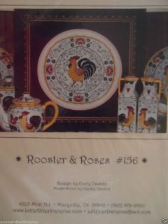 Cross Stitch Little River Rooster Roses Sampler