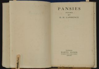 1930 Pansies Poems by D H Lawrence Poetry