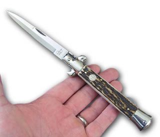 Falcon Italy Genuine Stag Italian Stiletto Blade Knife