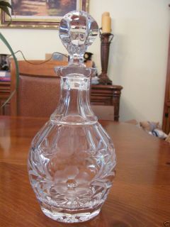 GORHAM Crystal Decanter Spring Meadows Pattern Etched Signed Too