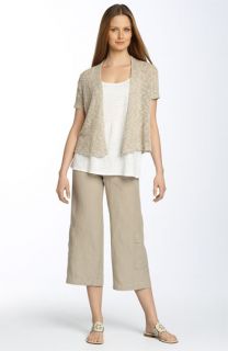 Eileen Fisher Crop Linen Cardigan, Tank & Cargo Pants