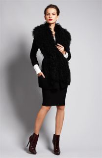 Vince Genuine Sheep Fur Cardigan, Blouse & Pencil Skirt