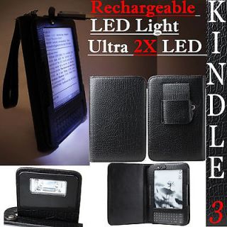  Kindle 3 / 3g Cover Case with Ultra 2X LED RECHARGEABLE light