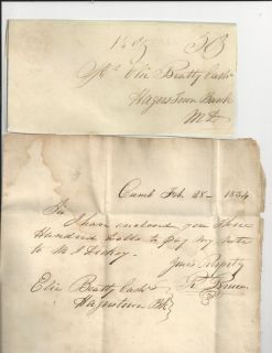 Oldhal Cumberland MD 1834 Letter to Hagerstown MD