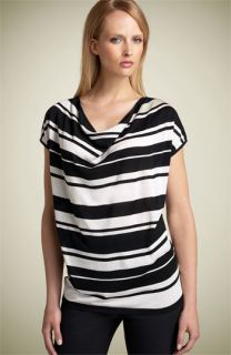 BOSS Black Stripe Short Sleeve Silk Top