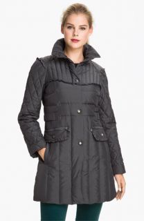 Betsey Johnson Stand Collar Quilted Walking Coat