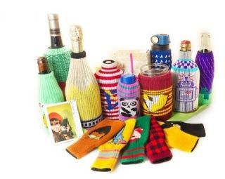  Knit Koozie One Size Fits All Bottle Can Cup Sleeve Holder