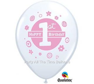 Happy 1st Birthday Cupcake Girl Party Balloons Decorations Sweet First