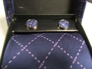 Cufflinks, Purple and Lavender Tie and Handkerchief NIB