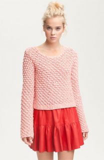 Aiko Amelie Popcorn Stitch Sheer Cotton Sweater