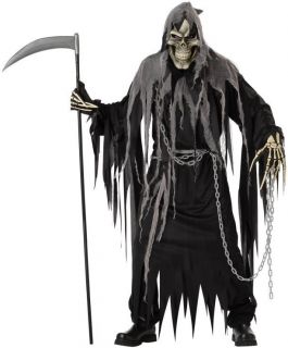 Adult Mens Grim Reaper Scary Skeleton Halloween Costume