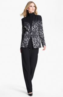 St. John Collection Leopard Print Fitted Blazer