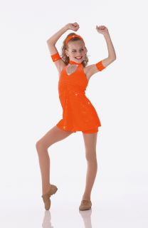 Teachers Dancing Crazy Orange Shorts Top Halloween Dance Costume Size