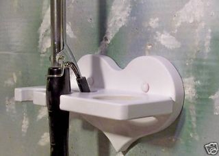 White Hair Dryer Two Curling Iron Holder Wood Heart