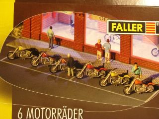 HO Faller Motorcycle Kit   Makes 6 Bikes 2 Styles 3 Colors