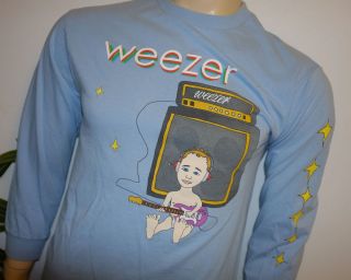  2002 WEEZER* vtg rock band concert tour L/S t shirt (M) Rivers Cuomo