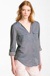 Joie Marlo B Sheer Chambray Blouse