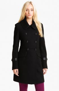 Kristen Blake Leather Trim Coat