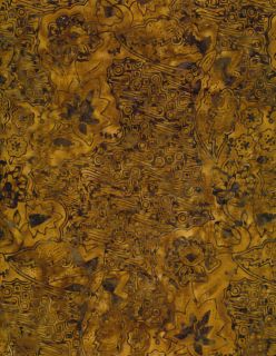 Tonga Batik Fabric Exotic Lotus in Warm Curry Brown